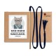 RANGELANGEL - Die natürliche Spielangel für Katzen aus Buchenholz mit Baumwollband (dunkelblau)