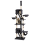 Schwarzer mehrstöckiger Katzenbaum mit Kratzpfosten, Plattformen und gemütlichen Verstecken. Ideal zum Klettern und Entspannen.