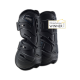 Schwarze Pferdeboots mit einem eleganten Design, mit verstellbaren Riemen und einem Abzeichen "TOP INNOVATIONS-SIEGER 2023".