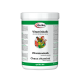 Behälter von Quiko Vitamin Kalk, einem Mineralergänzungsmittel für Vögel, mit bunten Vogelillustrationen und Text in Deutsch, Niederländisch und Französisch.