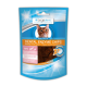 Zahn-Enzym-Chips für Katzen, mit dem Gesicht einer Katze auf der Verpackung, behauptet 92% Fisch und Huhn, enthält Lachsöl.