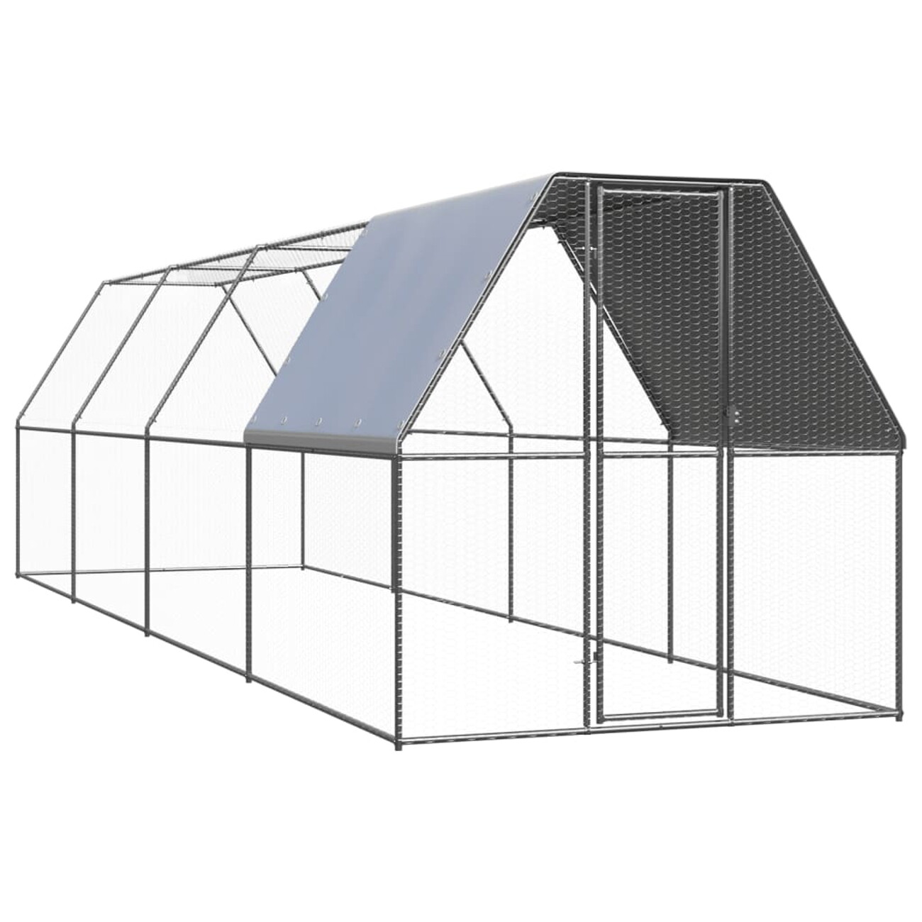 Vidaxl Grau Outdoor-Hühnerkäfig 2X8x2 M Verzinkter Stahl - Image 2
