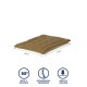 Braunes Haustierbett mit den Abmessungen 55 cm x 75 cm, mit Symbolen für waschbar bei 95°C, orthopädisch und langlebig.