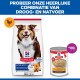 Hill's Science Plan Mature Adult 7+ droog en nat hondenvoer met kip, met verpakking en productvoordelen.