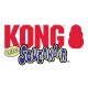 Logo KONG Ultra Squeakair avec un texte rouge vif et un accent bleu et jaune, conçu pour les jouets pour animaux de compagnie.