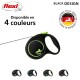 Laisse pour chien flexi noire avec accents verts, disponible en 4 couleurs, présentant le logo "Original flexi Quality Made in Germany."