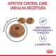 Karma dla zwierząt w kształcie pączków, oznaczona "Appetite Control Care: Unikalna Receptura," z informacjami o poziomach białka, tłuszczu i L-karnityny.