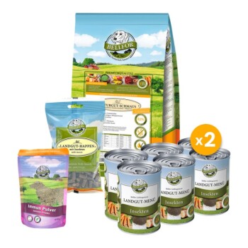 Bellfor Leishmaniose Set für Hunde – Naturgut-Schmaus 4kg + Landgut-Menü 12x400g + Immun Pulver 80g + Landgut-Happen 200g