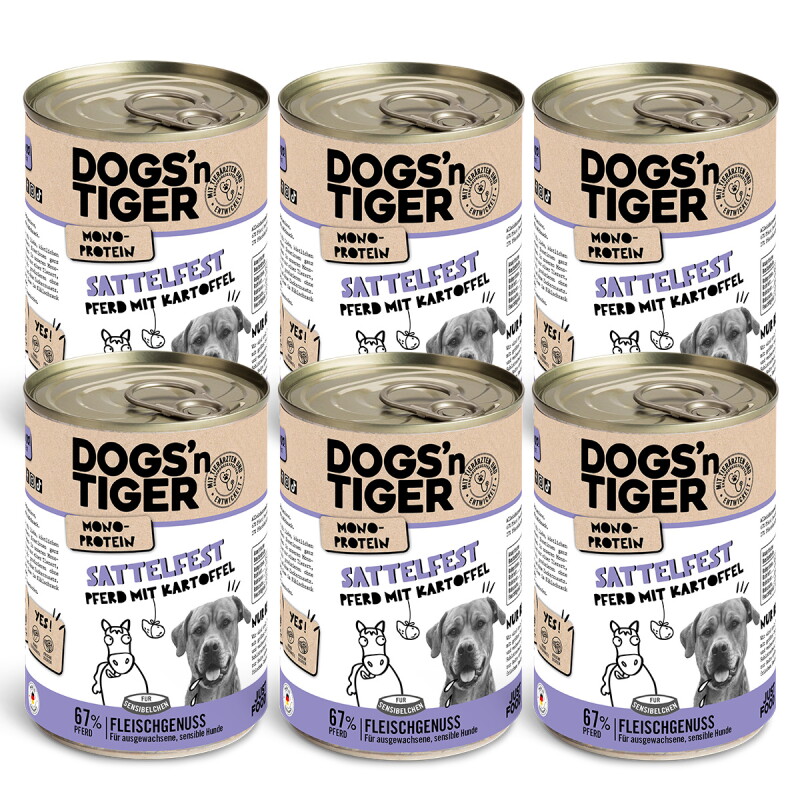 Dogs'n Tiger Sattelfest Pferd & Kartoffel 6x400 g