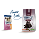 L'emballage de nourriture Happy Cat présente un petit sac "adult sterilised" et un plus grand sac "Sterilised 1+ years" avec un chat noir.