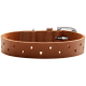 Brauner Leder-Hundehalsband mit herzförmigen Ausschnitten und einer silbernen Schnalle.