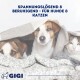 Blauer Hintergrund mit dem Text "Spezielle Zusammensetzung", der Melissa- und Baldrianextrakte auflistet, mit einem Bild einer 1,6 cm Pille und dem GIGI-Logo.