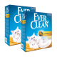 Zwei Boxen Ever Clean Katzenstreu mit einer weißen Katze auf der Vorderseite, die "Litterfree Paws" und "99,9% staubfrei" zeigt.