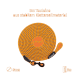 5 m lange gelb-graue Kletterseileine mit einem schwarzen Clip und Griff, beschriftet mit 'Floxik', auf einem orangefarbenen Hintergrund.