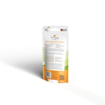 Verpackung von 'Ich liebe meine Katze' Ergänzungsfutter für Katzen, mit deutschem Text und einem QR-Code für weitere Informationen.