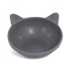 Graue katzenförmige Haustierschüssel mit spitzen Ohren, mit einem glatten, abgerundeten Inneren.