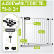 Haustiersicherheitsgitter mit verstellbarer Breite (73-81 cm), Höhe (77 cm) und detaillierten Maßen; einschließlich Montagematerial.