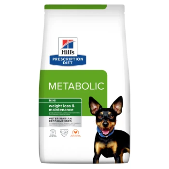 Hill's Prescription Diet Metabolic Mini Hundefutter zur Gewichtsabnahme und -erhaltung, tierärztlich empfohlen, mit Huhn.