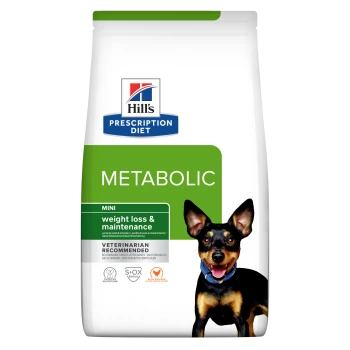 Nourriture pour chiens Hill's Prescription Diet Metabolic Mini pour perte et maintien du poids, recommandée par les vétérinaires, avec poulet.