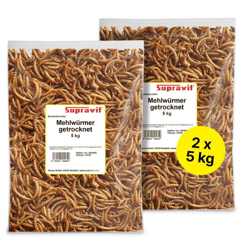 Supravit Mehlwürmer getrocknet für Vögel, Hühner, Hamster und Igel
