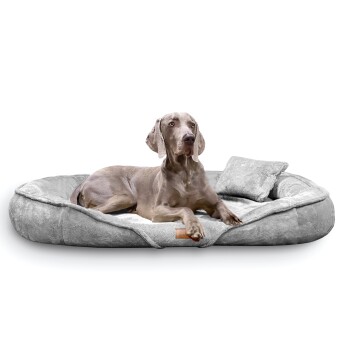 ® XENIA - Orthopädisches Hundebett / Hundesofa grau/ grau 1,15 m, 20 cm, 90 cm