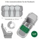Illustration einer 3-Sitzer Autositzabdeckung, die die Abmessungen (Breite: 135 cm, Höhe: 55 cm, Tiefe: 60 cm) und das Etikett "ALL-SIDE SCHUTZ" zeigt.