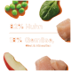 Verpackung für Haustierfutter mit orangefarbenem Hintergrund, der "82% Huhn" und "18% Gemüse, Obst & Mineralien" zeigt, plus Bilder von Erbsen und Huhn.