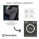 Autositzbezug für Haustiere, beschriftet mit "sauber | hygienisch | pflegeleicht", maschinenwaschbar bis 95°C, trocknergeeignet, mit Anweisungen.