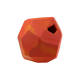 Ruffwear orange Hundespielzeug, geformt wie ein geometrisches Polyeder mit einem Loch, mit dem Markennamen auf der Seite eingeprägt.