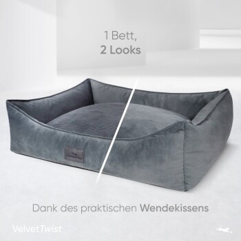 orthopädisches Hundebett mit Cord/Velour Wendekissen anthrazit XXL