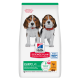 Hill's Science Plan puppy food bag with two beagle puppies; reads 'PUPPY <1', '5 Essential Benefits', 'with chicken'.