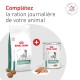 Sac sec et boîte Royal Canin Glycobalance avec croquettes et pâté, texte « Complétez la ration journalière de votre animal ».
