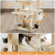 Extra großes 3-Tür Katzenhaus mit den Abmessungen 20" x 12" x 10", ausgestattet mit 7 Kratzpfosten, 1 Kratzbrett und einem oberen Ausgang.