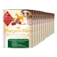 Dosen mit 'Morgen-Menü' Hundefutter, das Pferdefleisch, Rote Beete und Apfel enthält, als glutenfrei und geeignet für erwachsene Hunde gekennzeichnet.