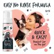 Flasche mit Bugalugs No Rinse Papaya & Coconut Shampoo + Conditioner, mit einem Hund und dem Text "Schnell & Einfach! Perfekt für unterwegs!"