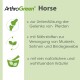 ArthroGreen® Pferdeproduktbild mit Text über Gelenkunterstützung für Pferde, Nährstoffe für Muskeln und Sehnen sowie natürliche Kräuter.