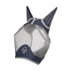 Eine marineblaue Haustiermaske mit Netzohren und einer transparenten Vorderseite, mit dem Logo "LeMieux" an der Seite.