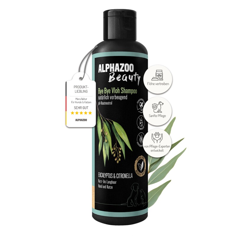 ALPHAZOO Bye-Bye-Vloh Shampoo für Hunde & Katzen
