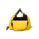 Eine leuchtend gelbe Haustiertragetasche mit einem gesteppten Design, mit schwarzem Innenfutter und verstellbaren Riemen für einfaches Tragen.