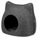 Dark gray felt cat cave bed with round entrance and side zipper