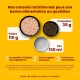 Gamelles de nourriture pour chat avec conseils nutritionnels en français : 110g de pâtée, 35g de croquettes, 130ml d'eau pour l'alimentation quotidienne.