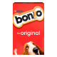 Box of Purina Bonio dog treats, featuring a cartoon bone logo and the text "the original," with a close-up of a dog's face.