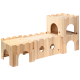 Wooden pet play structure with multiple levels and arches, designed for small animals to climb and explore.