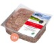 Verpacktes rohes Hundefutter mit der Bezeichnung "proCani Rind-Pansen-Mix" mit einer malerischen Hintergrund, das eine Rindfleischmischung zeigt und den Hinweis "11x".