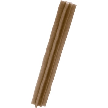 A single, elongated chew stick for dogs, light brown in color, with a textured surface and three distinct grooves.