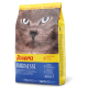 Josera Marinese Katzenfutterbeutel mit einem Nahaufnahme des Gesichts einer Katze, beschriftet mit 'Getreidefrei' und 'Hypoallergen', mit Nährwertangaben.