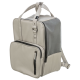 Stylischer beiger Haustiertrage-Rucksack mit einem Netzseitenteil, einer vorderen Reißverschlusstasche und verstellbaren Riemen für einfachen Transport.