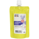 Pochette jaune de complément alimentaire pour chien "natura DOG Lieblings-Creme", avec une illustration de chien, des informations nutritionnelles et un code-barres.