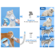 Bild einer Pflegebürste für die tägliche Pflege und eines DeShedding-Tools für die wöchentliche Anwendung, mit Vorher- und Nachher-Fotos einer Katze und zwei Hunden.