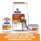 Hill's Prescription Diet Kidney Care (k/d) Verpackungen: Trockensack, Nassbeutel und Dose mit Katzenbild; sichtbarer Text „Nierenpflege“ und deutsche Werbeangaben.